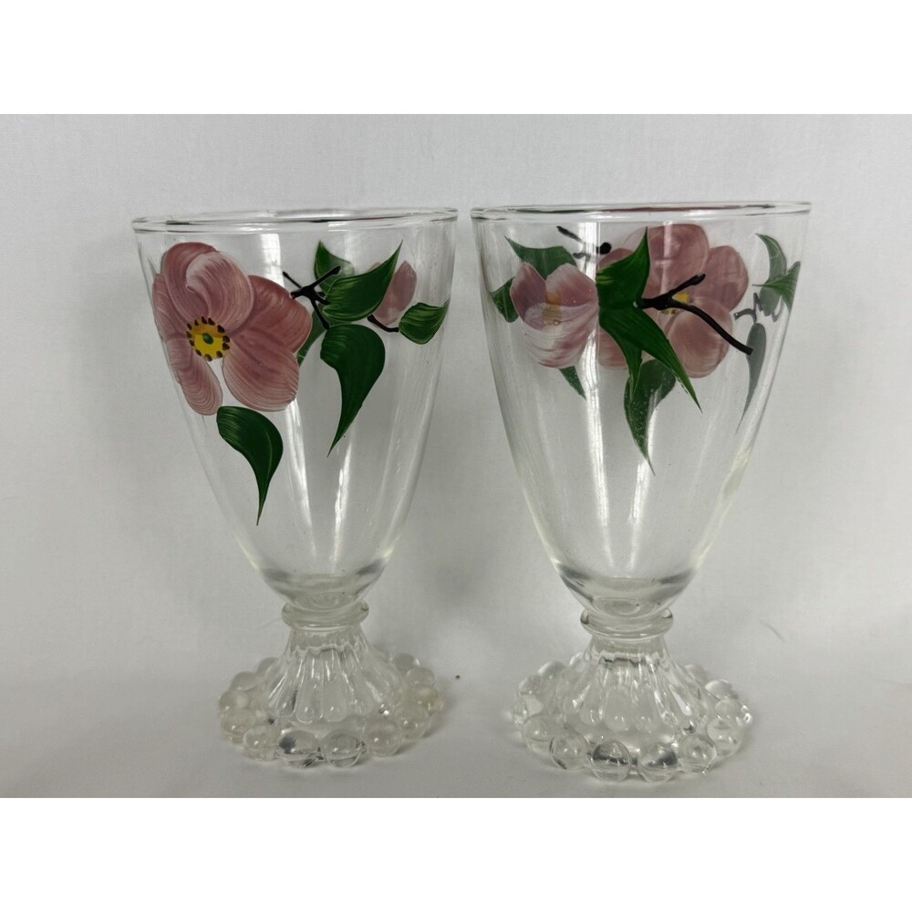 Franciscan Desert Rose Anchor Hocking Glassware Juice Wine Boopie Footed